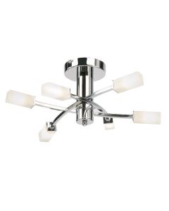 Endon Lighting - Havana - 146-6CH - Chrome Frosted Glass 6 Light Flush Ceiling Light