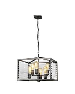 Elstead Lighting - Louvre - LOUVRE-6P - Gunmetal Clear Glass 6 Light Ceiling Pendant Light