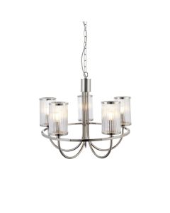 Wilson - Nickel Clear Bubbled Glass 5 Light Ceiling Pendant Light