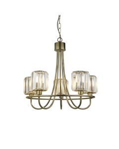 Endon Lighting - Berenice - 107802 - Antique Brass Clear Glass 5 Light Ceiling Pendant Light