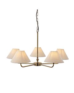 Endon Lighting - Lille - 117833 - Antique Brass Natural 5 Light Ceiling Pendant Light