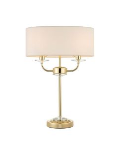 Endon Lighting - Nixon - 70564 - Brass Vintage White 2 Light Table Lamp With Shade