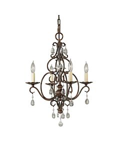 Feiss Lighting - Chateau - FE-CHATEAU4 - Bronze Clear Crystal Glass 4 Light Chandelier