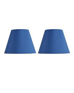 Set of 2 Blue Cotton 20cm Diameter Tapered Fabric Lamp Shades