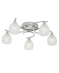 Endon Lighting - Boyer - BOYER-5CH - Chrome Clear Glass 5 Light Flush Ceiling Light