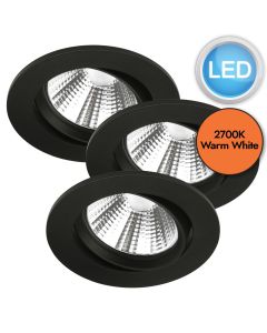 Nordlux - Set of 3 Fremont 3-Kit IP23 2700K - 47580103 - LED Black Recessed Ceiling Downlights