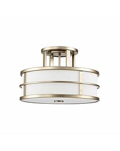 Feiss Lighting - Fusion - FE-FUSION-SF-PNBR - Natural Brass Opal Glass 3 Light Flush Ceiling Light