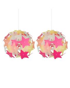 Set of 2 Multi Coloured Stars Easy Fit Light Shades