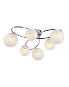 Endon Lighting - Zander - 97232 - Chrome White Glass 6 Light Flush Ceiling Light