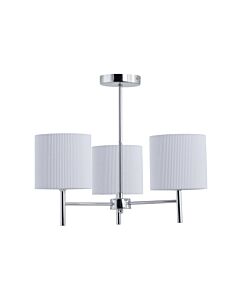 Brea - Chrome 3 Light Fitting with White Pleated Shades