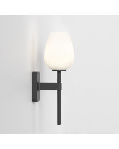 Astro Lighting - Tacoma Single 1429004 & 5036007 - IP44 Matt Black Wall Light with Opal Tulip Glass Shade