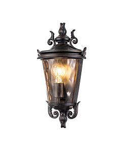 Elstead Lighting - Baltimore - BT7-M - Weathered Bronze Amber Glass IP44 Outdoor Half Lantern Wall Light