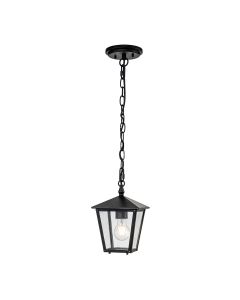 Hinkley Lighting - Huntersfield - HK-HUNTERSFIELD8-S-BK - Black Clear Seeded Glass IP44 Outdoor Ceiling Pendant Light