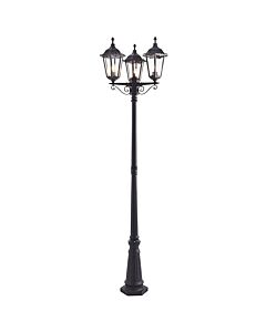 Endon Lighting - Burford - 76552 - Black Clear Glass 3 Light IP44 Outdoor Lamp Post