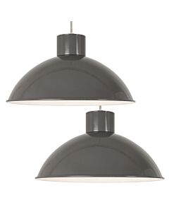 Domed - Grey Easy Fit Metal Pendant Shades