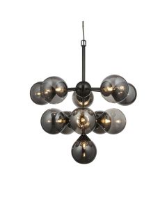 Endon Lighting - Oscar - 101147 - Black Chrome Smoked Glass 11 Light Ceiling Pendant Light