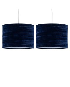 Set of 2 Navy Blue Crushed Velvet 33cm Pendant Lightshades