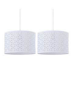 Set of 2 White Laser Cut 33cm Pendant Lightshades