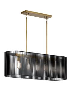 Quintiesse - Linara - QN-LINARA-ISLE-BK - Black Natural Brass 5 Light Bar Ceiling Pendant Light