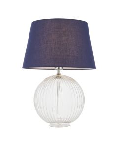 Endon Lighting - Jemma - 92888 - Clear Ribbed Glass Navy Blue Table Lamp With Shade