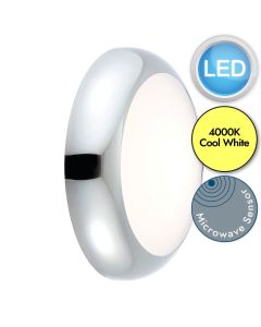 Saxby Lighting - Forca - 77913 & 77893 - LED Chrome Opal IP65 Microwave Plain Bezel 12w Outdoor Sensor Bulkhead Light