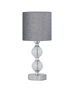 Chrome Two Ball Table Lamp with Silver Glitter Shade