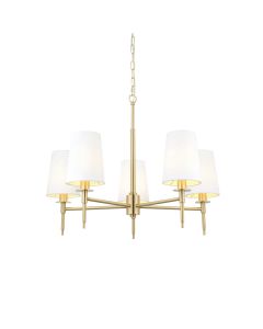 Irvin - Satin Brass Vintage White 5 Light Ceiling Pendant Light