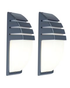 Set of 2 City - Dark Grey Opal IP44 Outdoor Bulkhead Lights