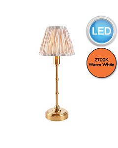 Endon Lighting - Burley Rechargeable & Ikat 16cm - 114812 - LED Aged Brass Neutral Touch Table Lamp With Shade