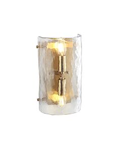 Endon Lighting - Keller - 118673 - Aged Brass Clear Textured Glass 2 Light Wall Light