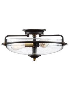 Quoizel Lighting - Griffin - QZ-GRIFFIN-F-C-PNAB - Palladian Bronze Clear Seeded Glass 3 Light Flush Ceiling Light