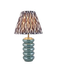 Endon Lighting - Squash & Ikat 25cm - 116490 - Ocean Spray Aged Brass Grey Ceramic Table Lamp With Shade