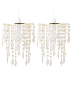 Set of 2 Gold & Amber Jewels Light Shades