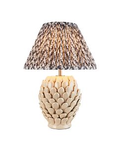 Endon Lighting - Layered Leaf & Leaf 30cm - 116407 - Cream Crackle Aged Brass Grey Ceramic Table Lamp With Shade