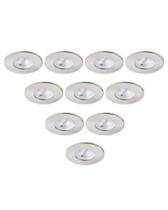 Saxby Lighting - Set of 10 Saxby ShieldONE 65 - 111575 & 113321 - Satin Nickel IP65 Fixed Bathroom Recessed Fire Rated Ceiling Downlights