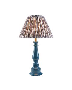 Endon Lighting - Myrtle & Ikat 30cm - 114941 - Blue Warm Brass Grey Table Lamp With Shade