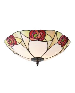 Interiors 1900 - Ingram - 64182 - Dark Bronze Tiffany Glass 2 Light Flush Ceiling Light