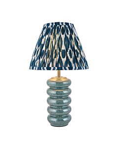 Endon Lighting - Squash & Ikat 25cm - 116491 - Ocean Spray Aged Brass Blue Ceramic Table Lamp With Shade