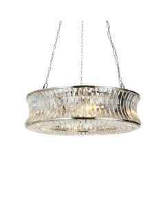 Hodge - Nickel Clear Crystal Glass 6 Light Ceiling Pendant Light