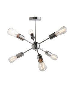 Endon Lighting - Rubens - 79469 - Chrome 6 Light Flush Ceiling Light