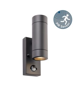 Saxby Lighting - Palin - 94793 - Anthracite Clear Glass 2 Light IP44 Outdoor Sensor Wall Light