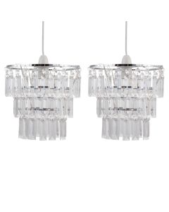 Set of 2 Three Tier Acrylic Crystal Light Shades