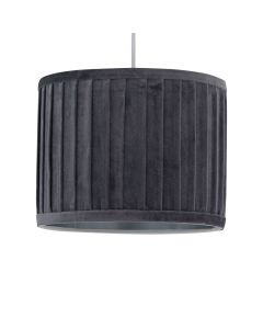 Sundance - Grey Velvet Pleated 30cm Lamp Shade with Silver Inner