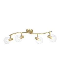 Naomi - Brushed Brass with Clear Glass 4 Light Ceiling Spotlight