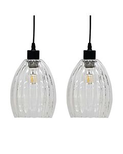 Set of 2 Birch - Clear Fluted Glass Easy Fit Pendant Shades