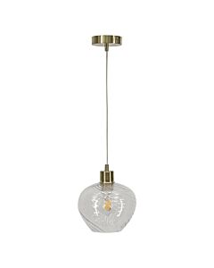 Bradson - Clear Swirl Glass with Satin Brass Pendant Fitting
