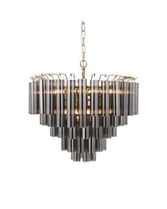 Endon Lighting - Toulouse - 114197 - Satin Brass Ombre Glass 12 Light Chandelier