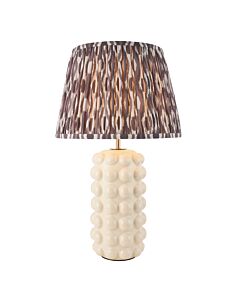 Endon Lighting - Bobble & Ikat 35cm - 116391 - White Crackle Aged Brass Grey Ceramic Table Lamp With Shade