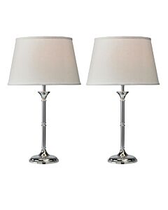 Set of 2 Jasmin - 52cm Chrome Table Lamps with Ivory Shades