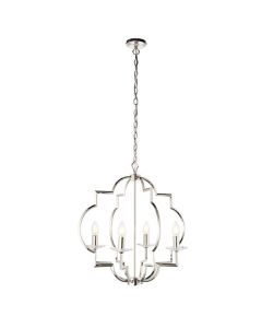 Endon Lighting - Garland - 81915 - Nickel Clear Crystal Glass 4 Light Ceiling Pendant Light